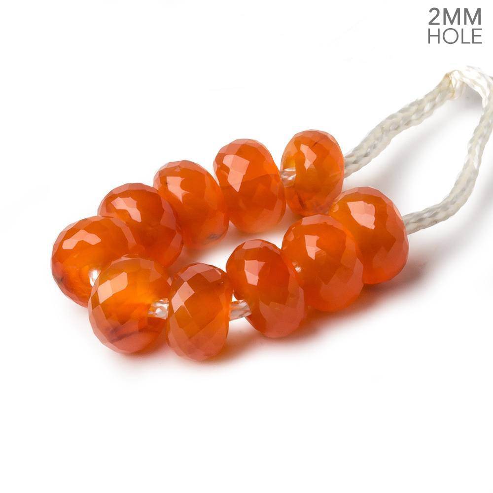 8mm Carnelian 2mm Large Hole Faceted Rondelle Bead Set of 10 - Beadsofcambay.com