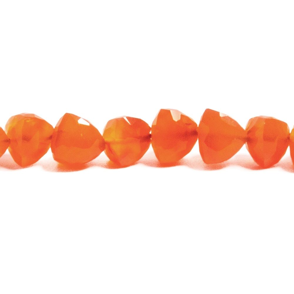 8mm Carnelian Straight Drilled Faceted Trillion Beads 8 inch 22 pieces - Beadsofcambay.com