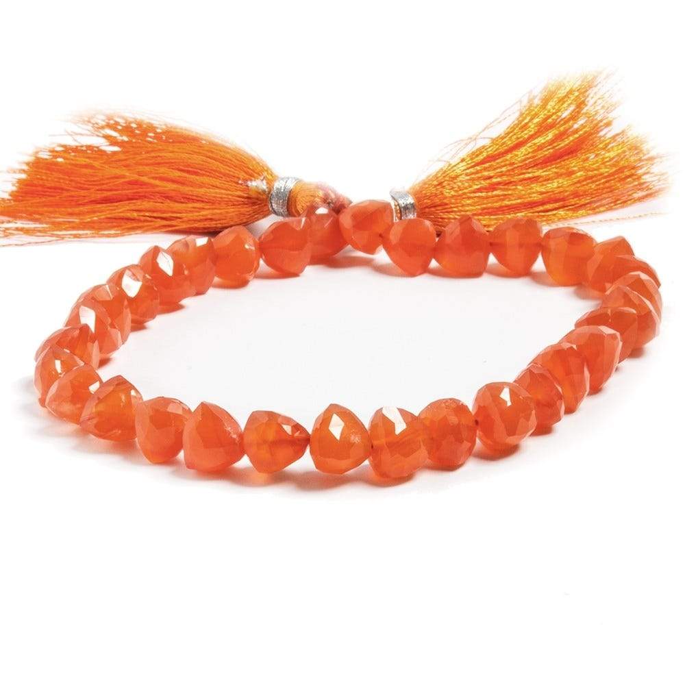 8mm Carnelian Straight Drilled Faceted Trillion Beads 8 inch 22 pieces - Beadsofcambay.com