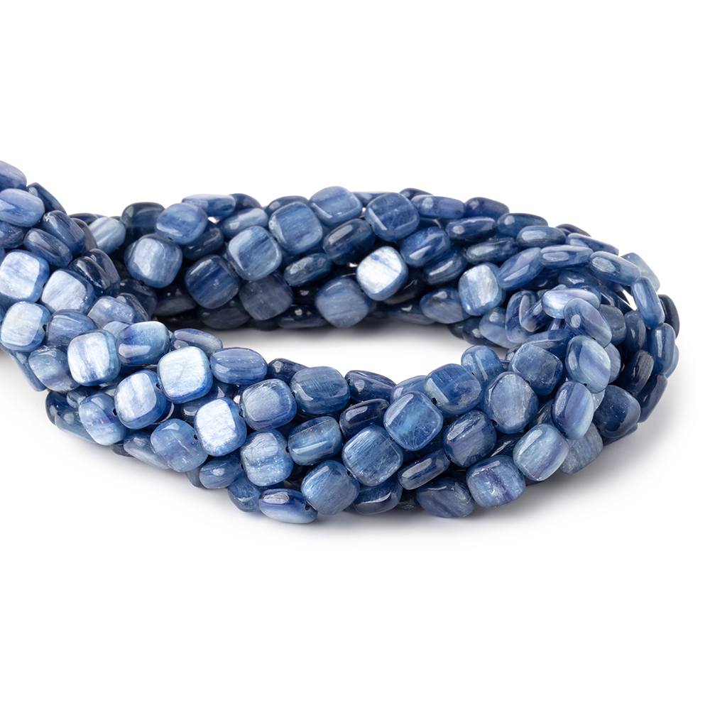 8mm Ceylon Blue Kyanite plain square beads 16 inch 51 pieces AA Grade - Beadsofcambay.com