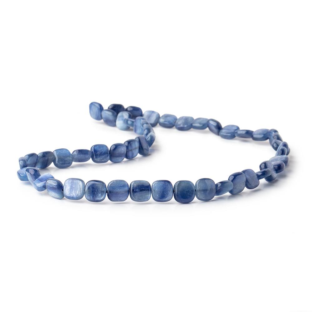 8mm Ceylon Blue Kyanite plain square beads 16 inch 51 pieces AA Grade - Beadsofcambay.com