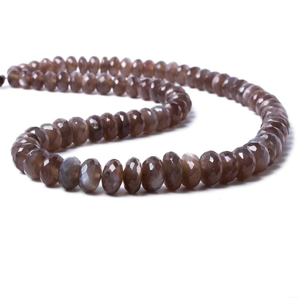 8mm Chocolate Moonstone faceted rondelle beads 16 inch 74 pieces - Beadsofcambay.com