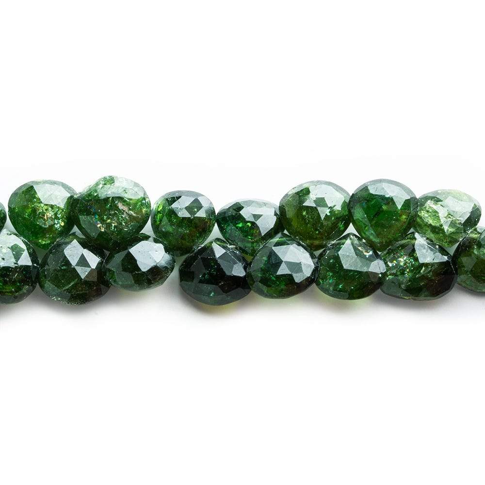 8mm Chrome Green Tourmaline Faceted Heart Beads 49 beads 8 inch - Beadsofcambay.com