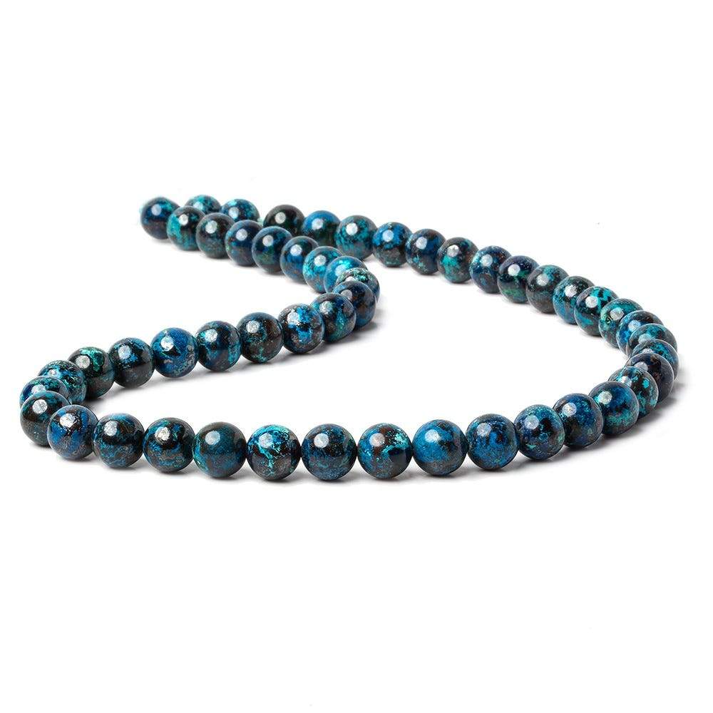 8mm Chrysocolla Plain Rounds 16 inch 51 beads AA - Beadsofcambay.com