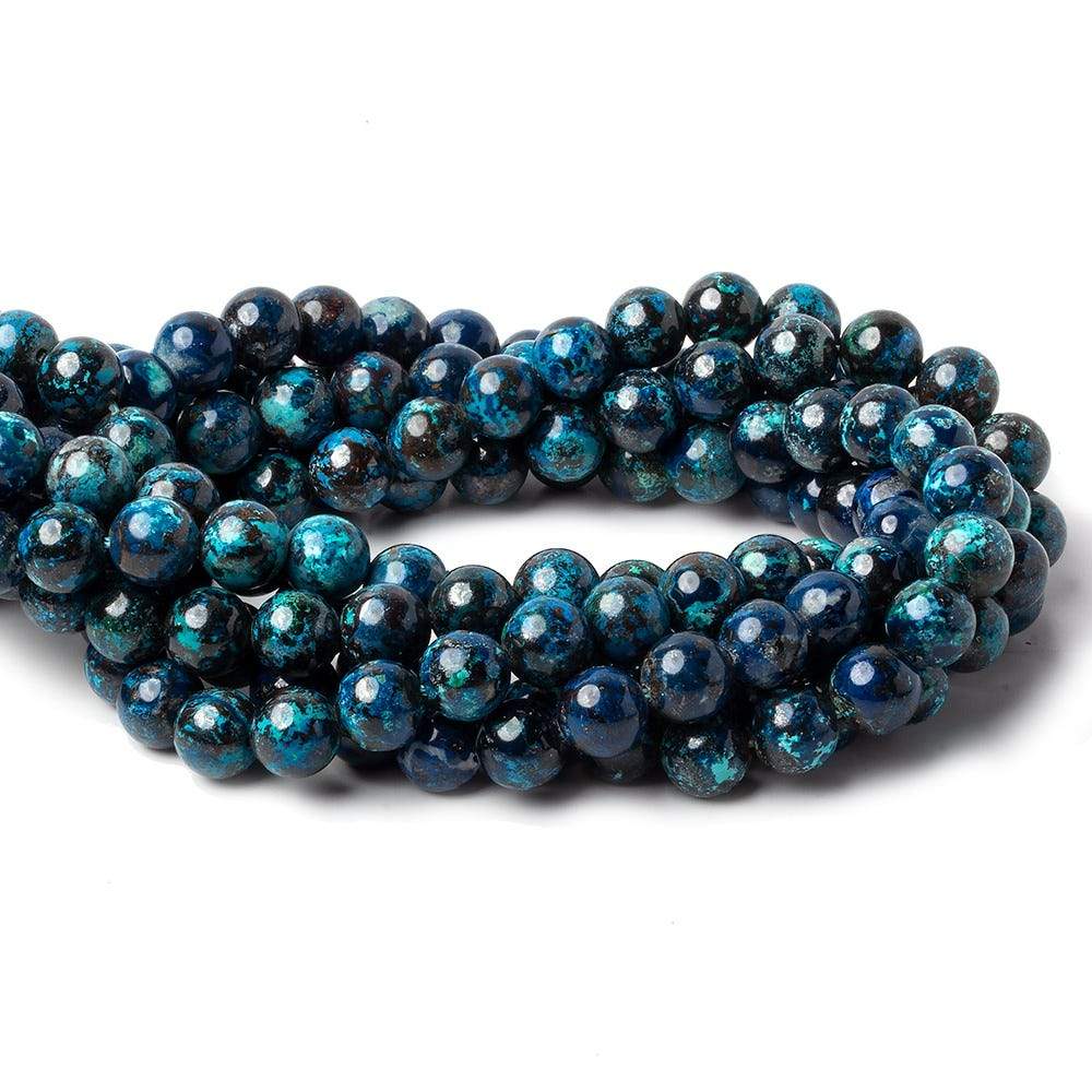 8mm Chrysocolla Plain Rounds 16 inch 51 beads AA - Beadsofcambay.com