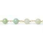 8mm Citrus Green Banded Agate plain round Gold Chain by the foot 19 pieces - Beadsofcambay.com