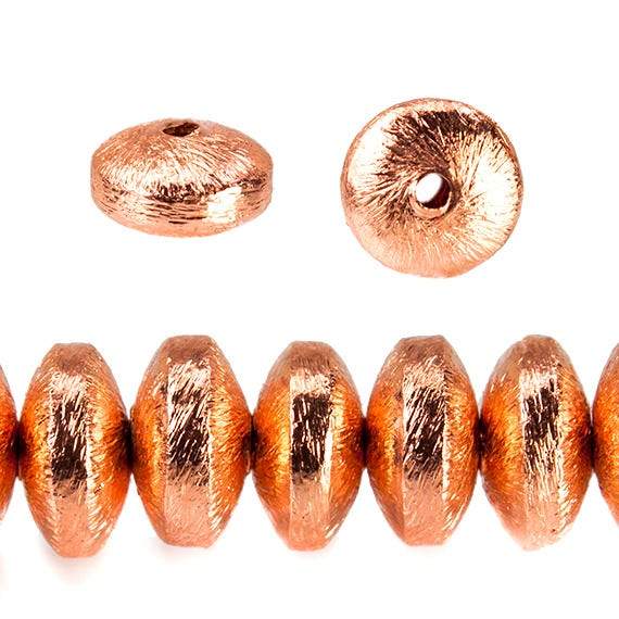 8mm Copper Brushed Disc Beads 47 beads 8 inch - Beadsofcambay.com