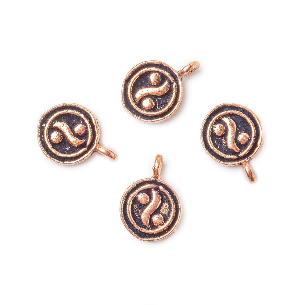 8mm Copper Charm Yin Yang Symbol Set of 4 - Beadsofcambay.com