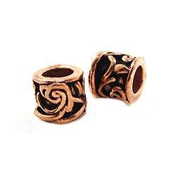8mm Copper Rondelle with Vine *DISCONTINUED* - Beadsofcambay.com