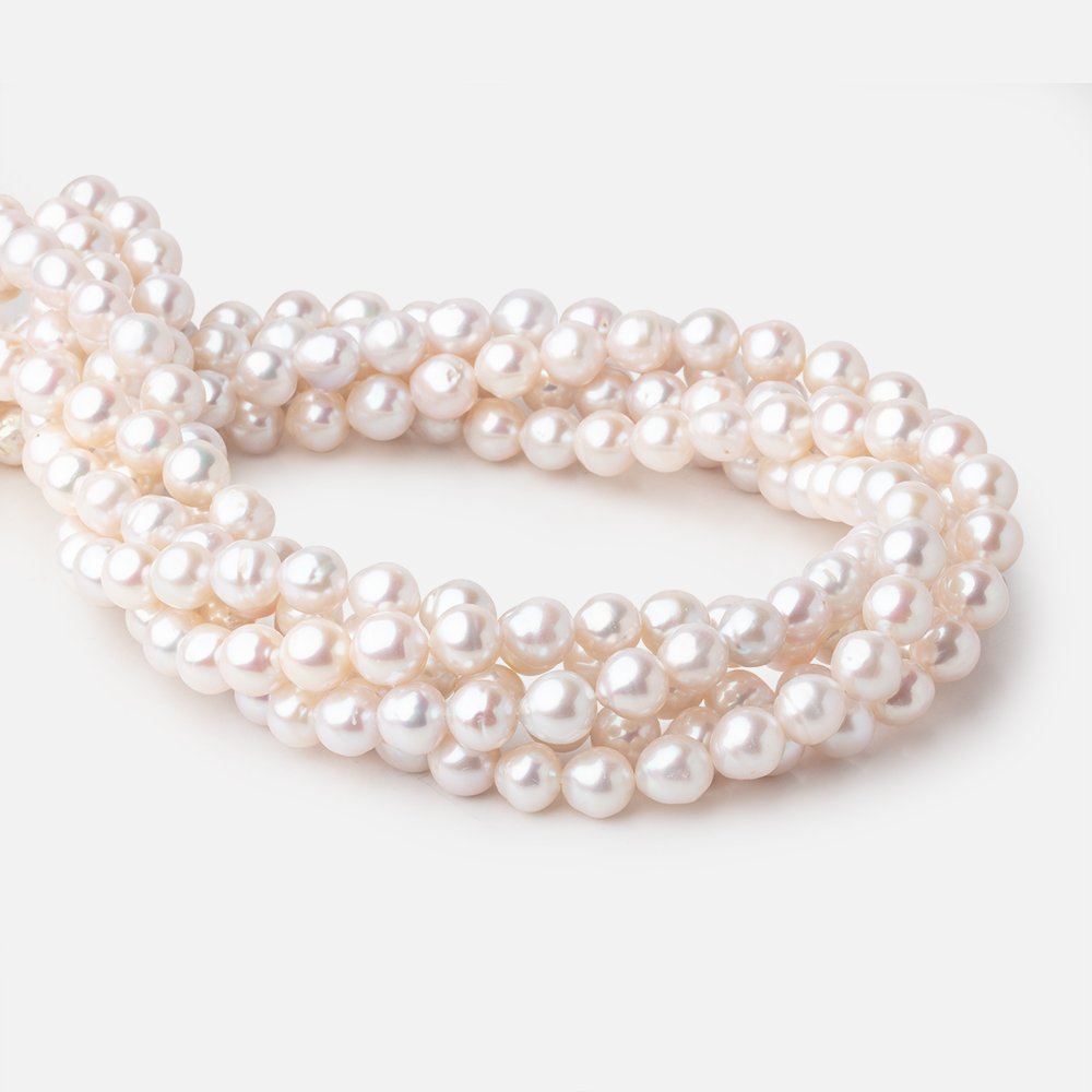 8mm Creamy White Baroque Freshwater Pearls 15.5 inch 48 Beads AA - Beadsofcambay.com