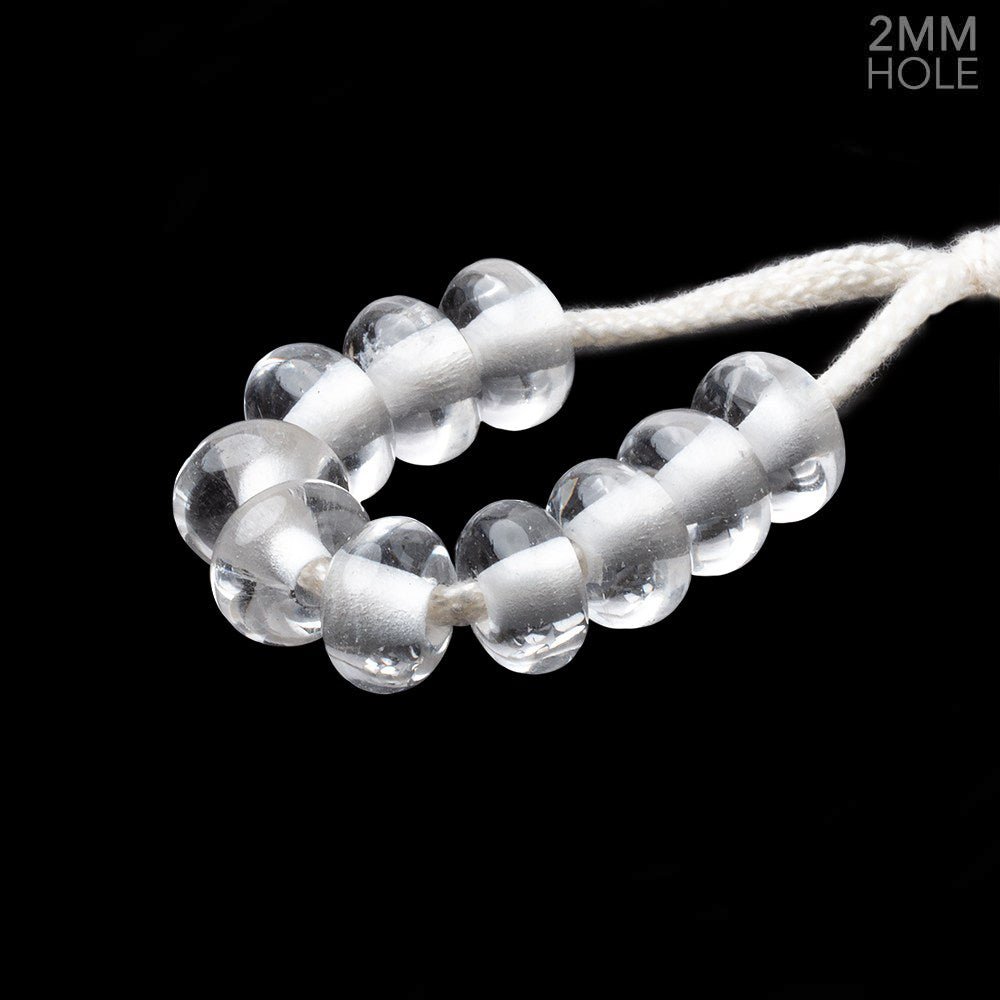 8mm Crystal Quartz 2mm Large Hole Plain Rondelle Set of 10 - Beadsofcambay.com