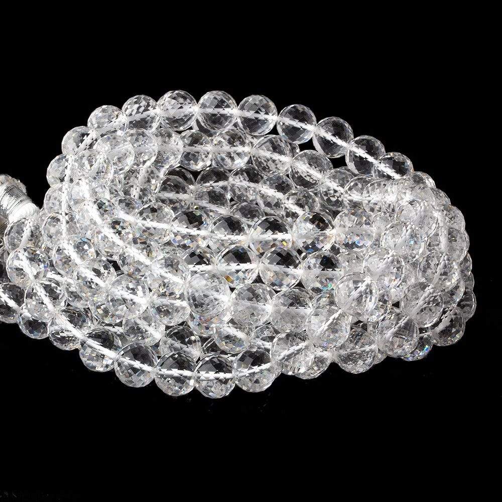 8mm Crystal Quartz Faceted Round Beads 16 inch 51 pieces - Beadsofcambay.com