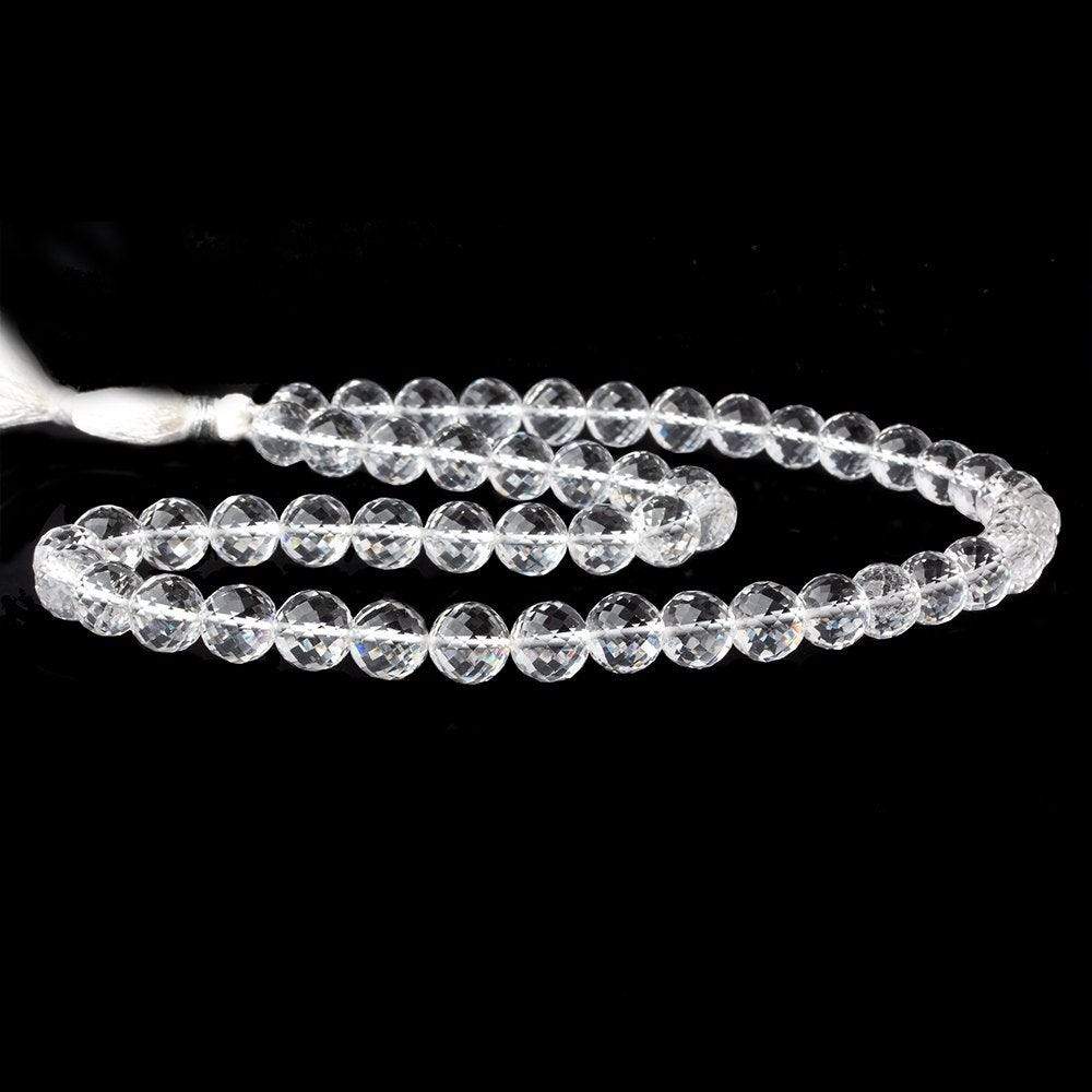 8mm Crystal Quartz Faceted Round Beads 16 inch 51 pieces - Beadsofcambay.com