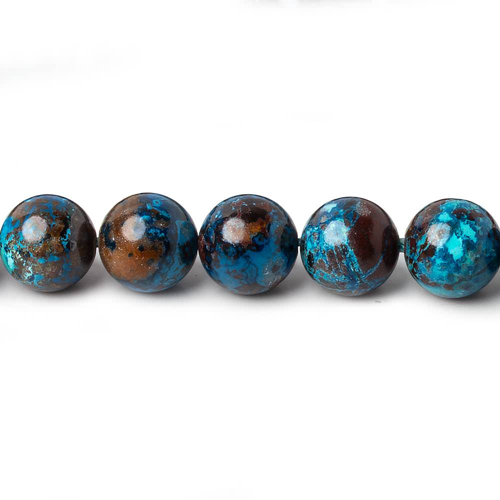 8mm Dark Chrysocolla Plain Rounds 15.5 inch 50 beads AA - Beadsofcambay.com