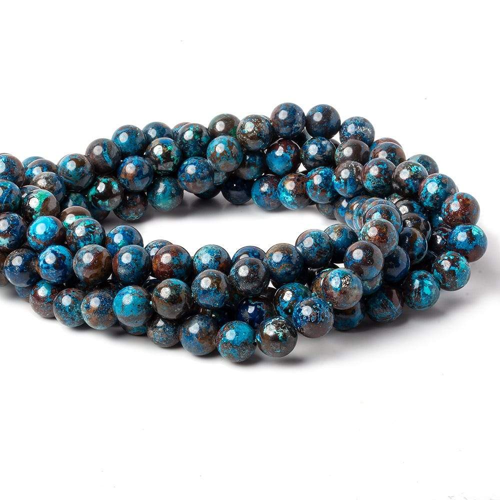 8mm Dark Chrysocolla Plain Rounds 15.5 inch 50 beads AA - Beadsofcambay.com