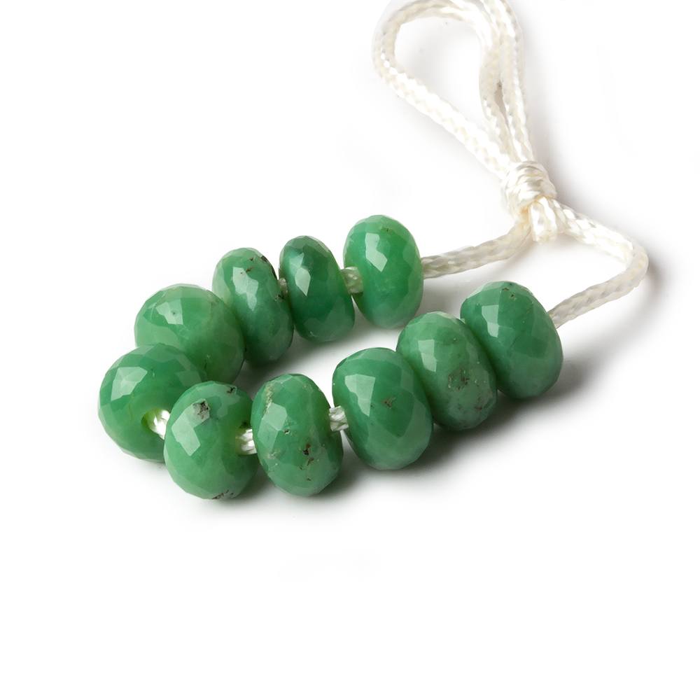 8mm Dark Chrysoprase 2mm Large Hole Faceted Rondelle Bead Set of 10 - Beadsofcambay.com