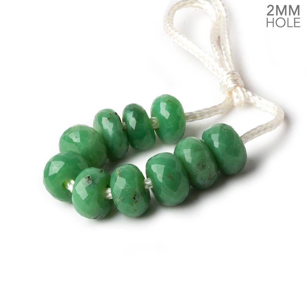 8mm Dark Chrysoprase 2mm Large Hole Faceted Rondelle Bead Set of 10 - Beadsofcambay.com