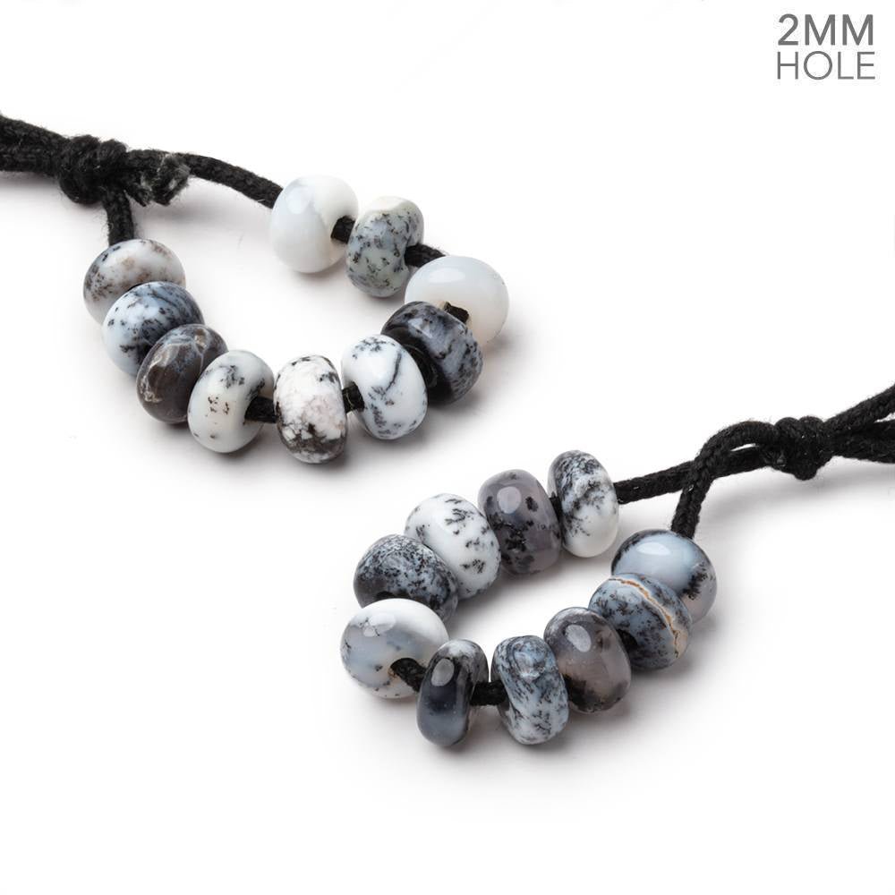 8mm Dendritic Opal 2mm Large Hole Plain Rondelle Set of 10 - Beadsofcambay.com