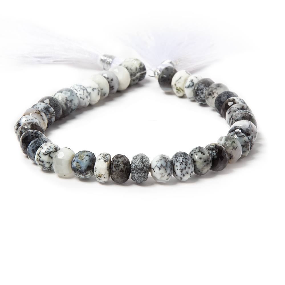 8mm Dendritic Opal faceted rondelles 8 inches 39 beads AA grade - Beadsofcambay.com