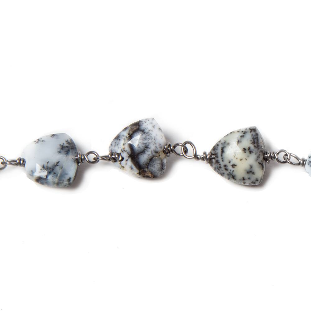 8mm Dendritic Opal triangle Black Gold plated Chain by the foot 22pcs - Beadsofcambay.com