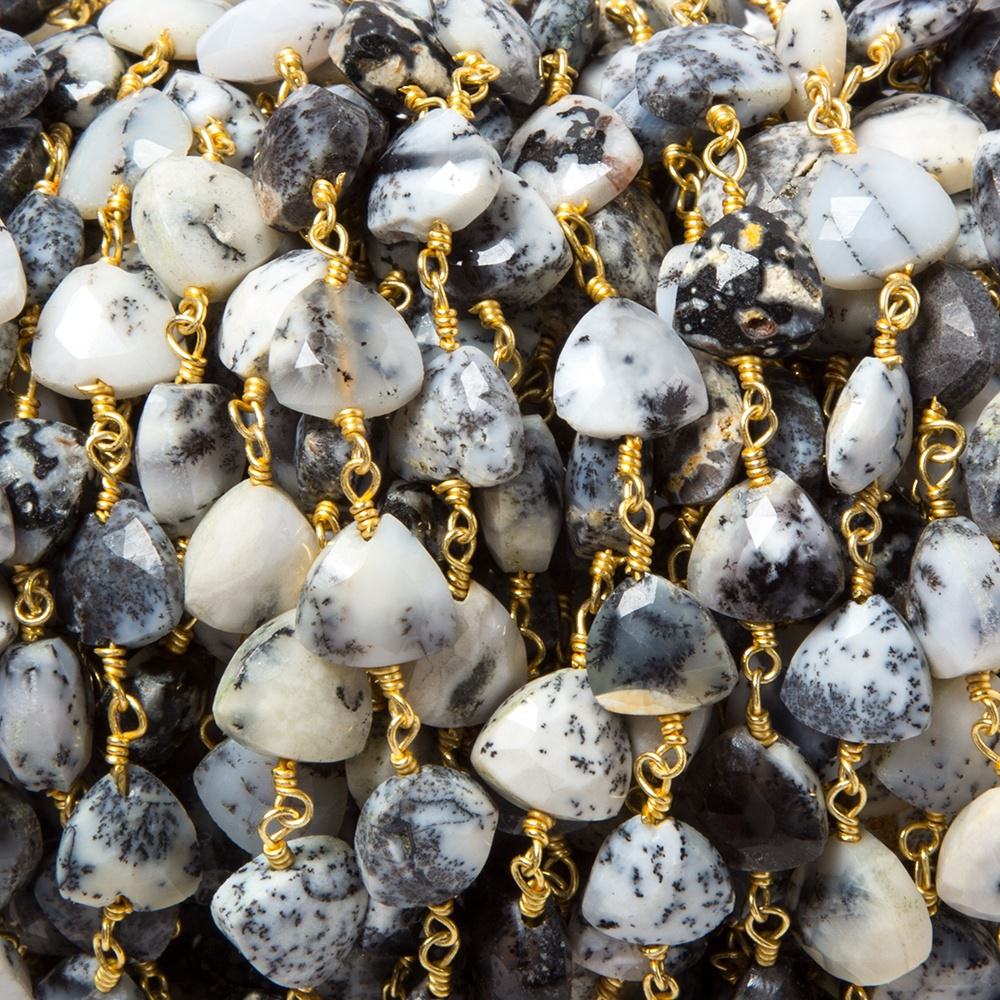 8mm Dendritic Opal triangle Gold plated Chain by the foot 22pcs - Beadsofcambay.com