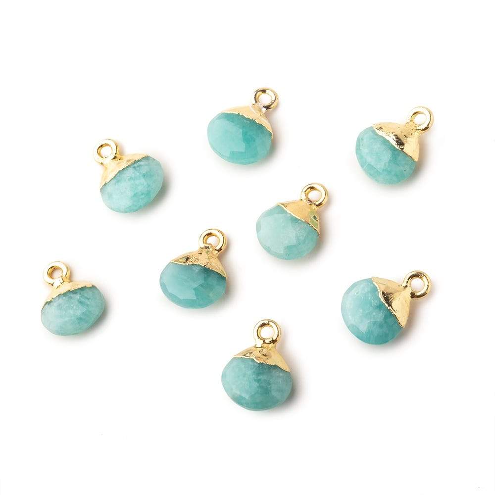 8mm Gold Leafed Amazonite faceted heart 1 focal bead - Beadsofcambay.com