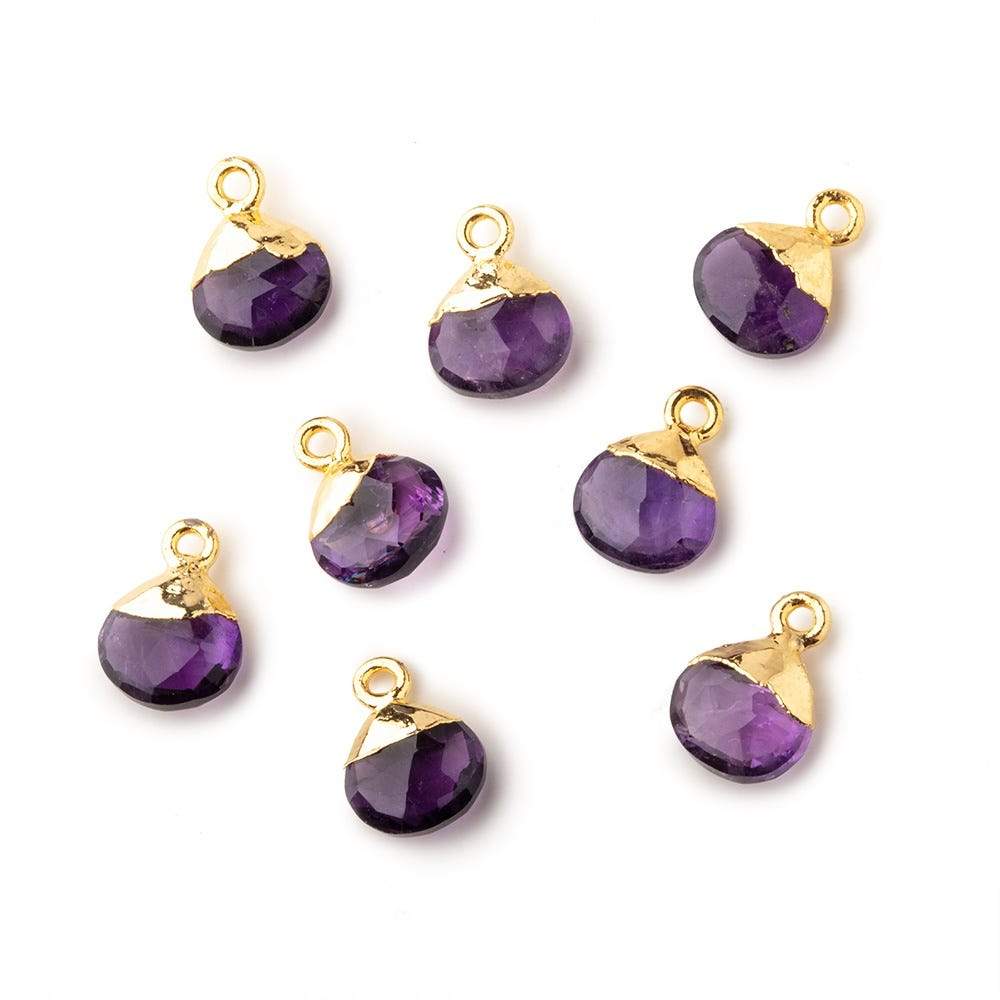 8mm Gold Leafed Amethyst faceted heart 1 focal bead - Beadsofcambay.com