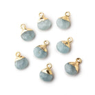8mm Gold Leafed Aquamarine faceted heart 1 focal bead - Beadsofcambay.com