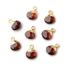 8mm Gold Leafed Hessonite Garnet faceted heart 1 focal bead - Beadsofcambay.com