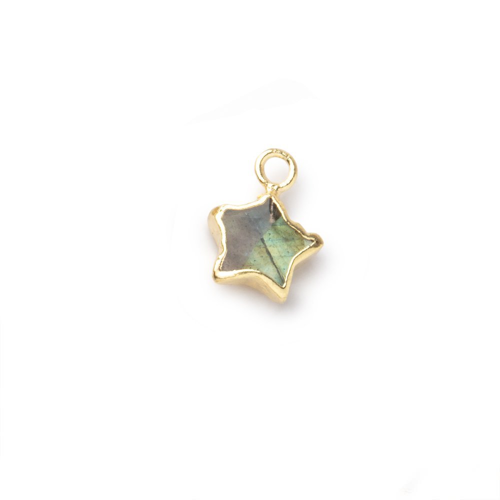 8mm Gold Leafed Labradorite Faceted Star Focal Pendant 1 piece - Beadsofcambay.com
