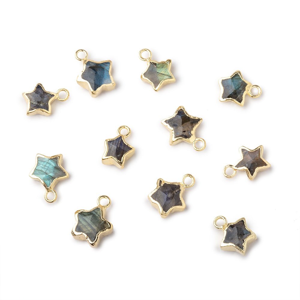 8mm Gold Leafed Labradorite Faceted Star Focal Pendant 1 piece - Beadsofcambay.com