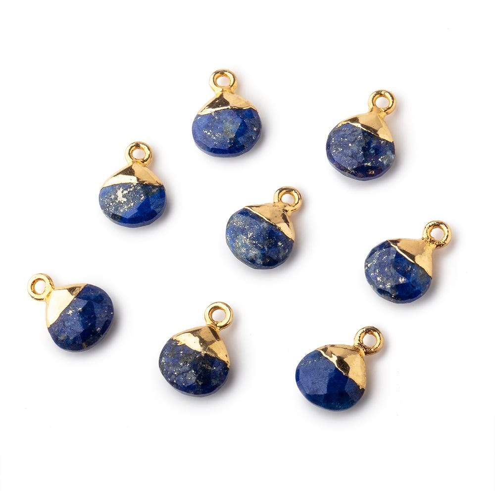 8mm Gold Leafed Lapis Lazuli faceted heart 1 focal bead - Beadsofcambay.com