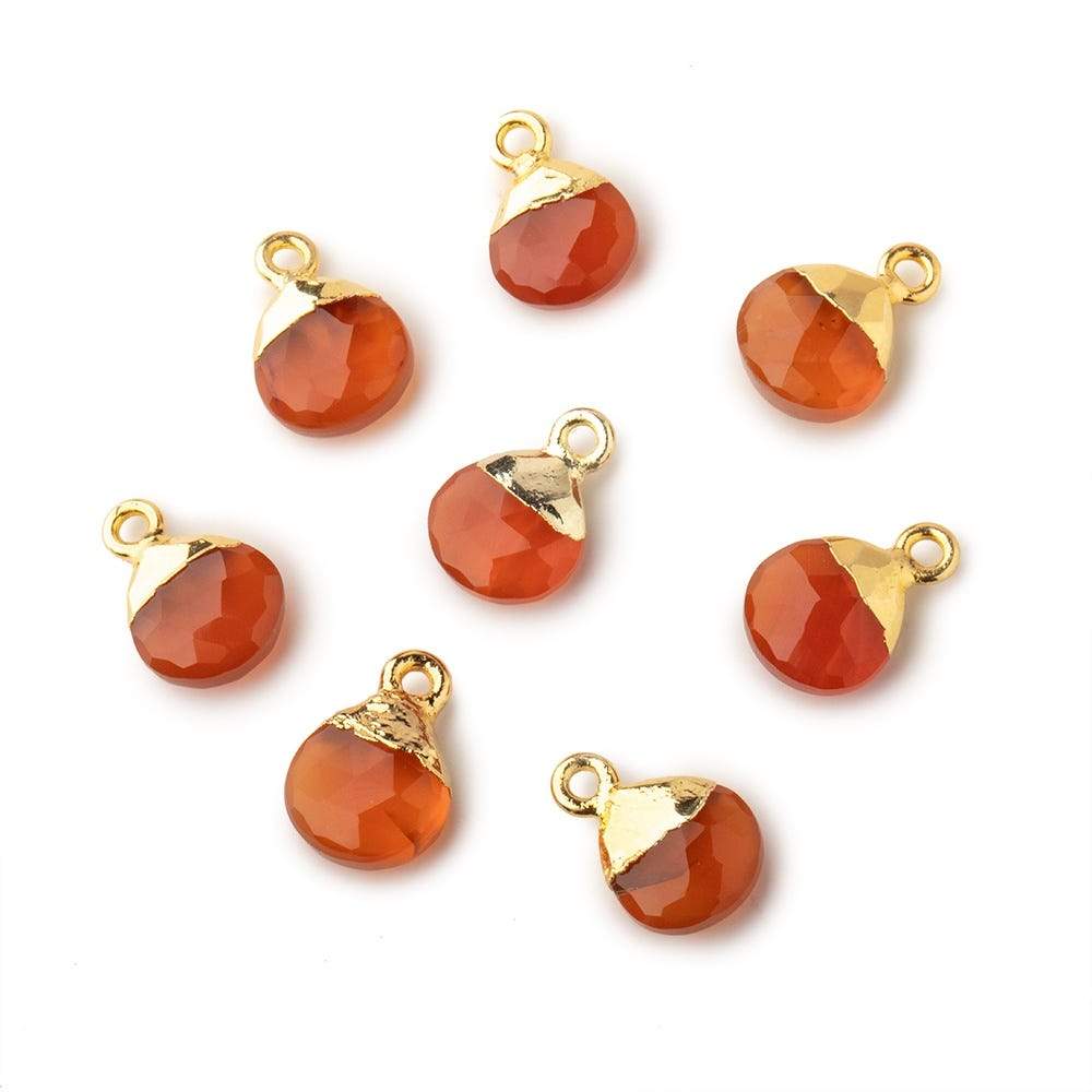 8mm Gold Leafed Orange Chalcedony faceted heart 1 focal bead - Beadsofcambay.com