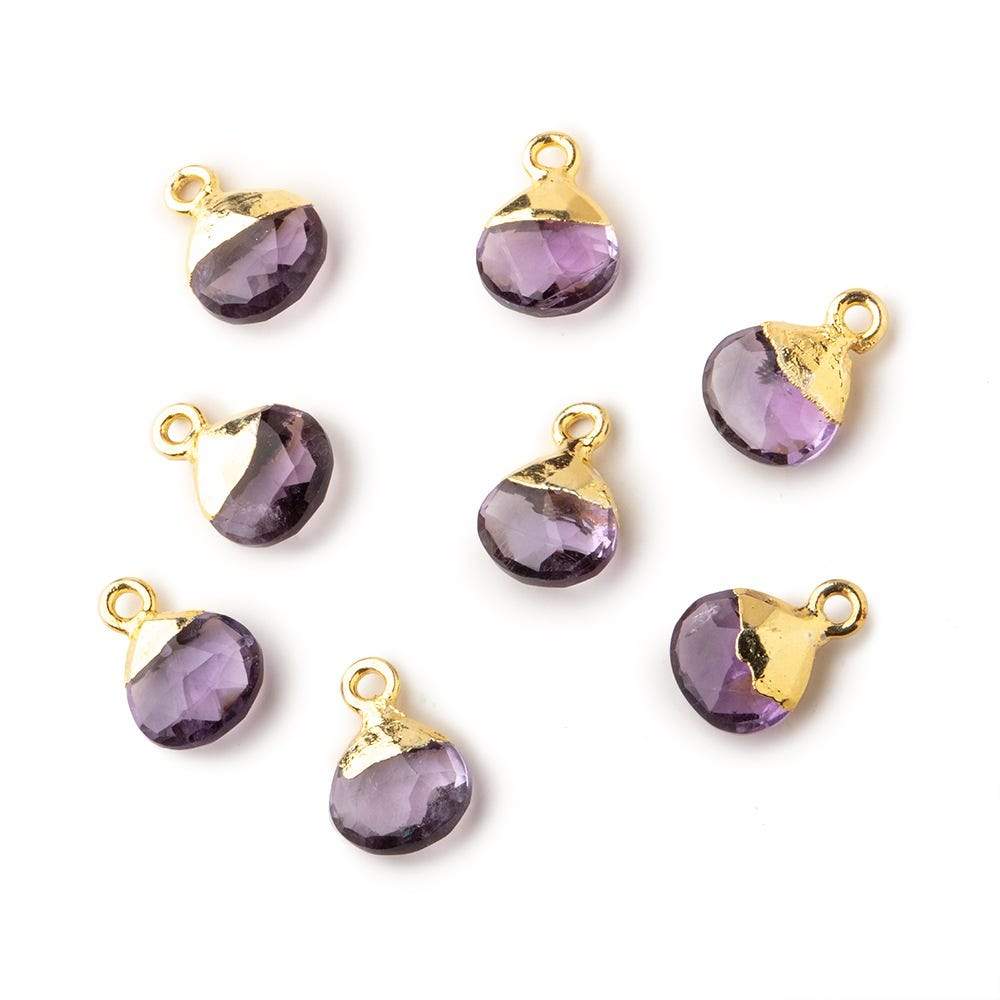 8mm Gold Leafed Pink Amethyst faceted heart 1 focal bead - Beadsofcambay.com