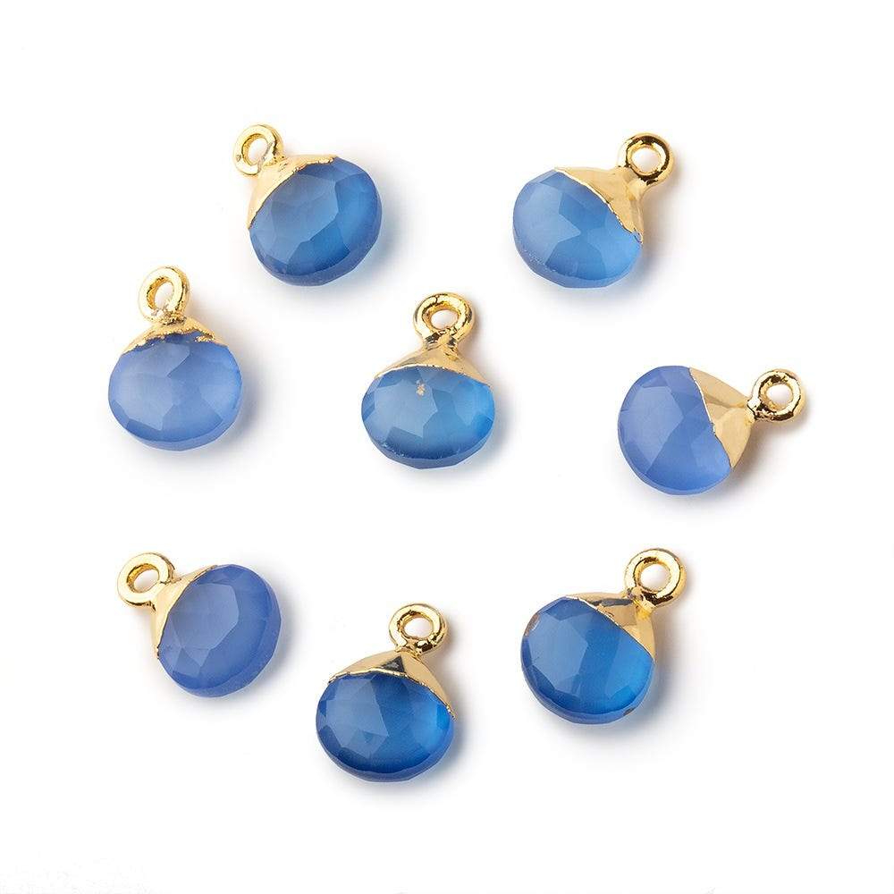 8mm Gold Leafed Santorini Blue Chalcedony faceted heart 1 focal bead - Beadsofcambay.com