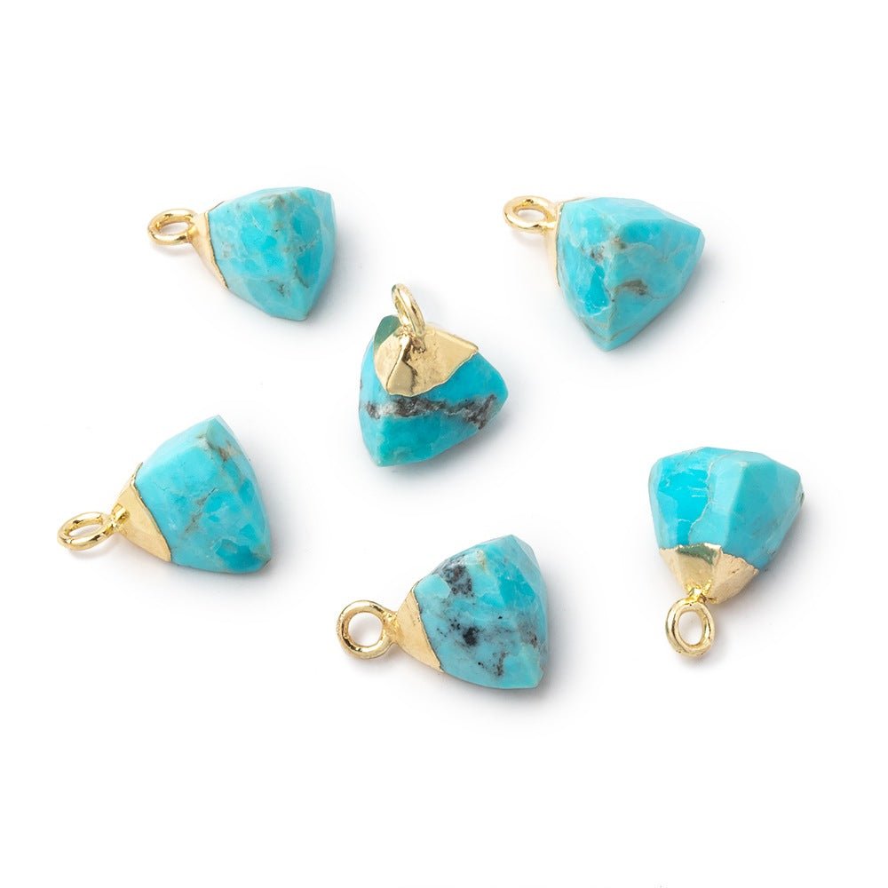 8mm Gold Leafed Turquoise Howlite Faceted Trillion Focal Pendant 1 piece - Beadsofcambay.com
