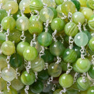 8mm Green Agate plain round Silver plated Chain by the foot 22 pieces - Beadsofcambay.com