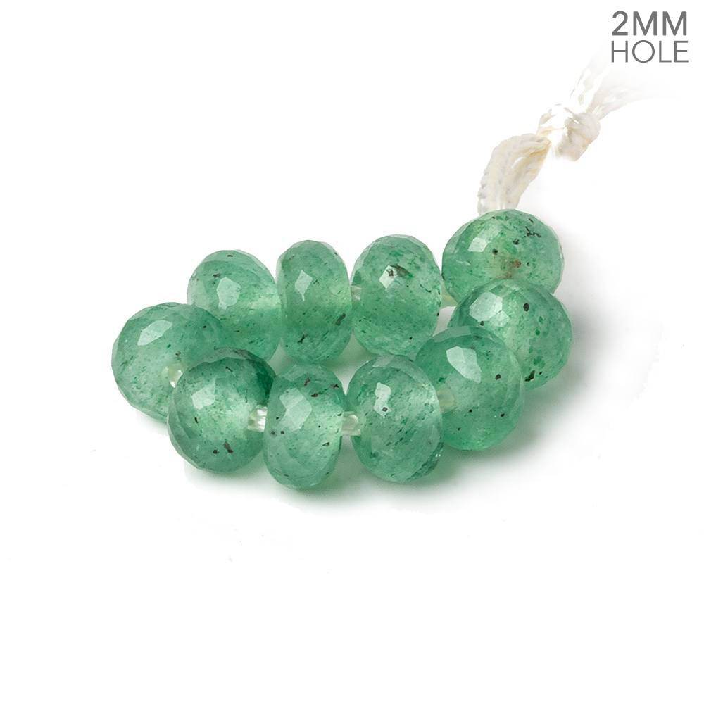 8mm Green Aventurine 2mm Large Hole Faceted Rondelle Bead Set of 10 - Beadsofcambay.com