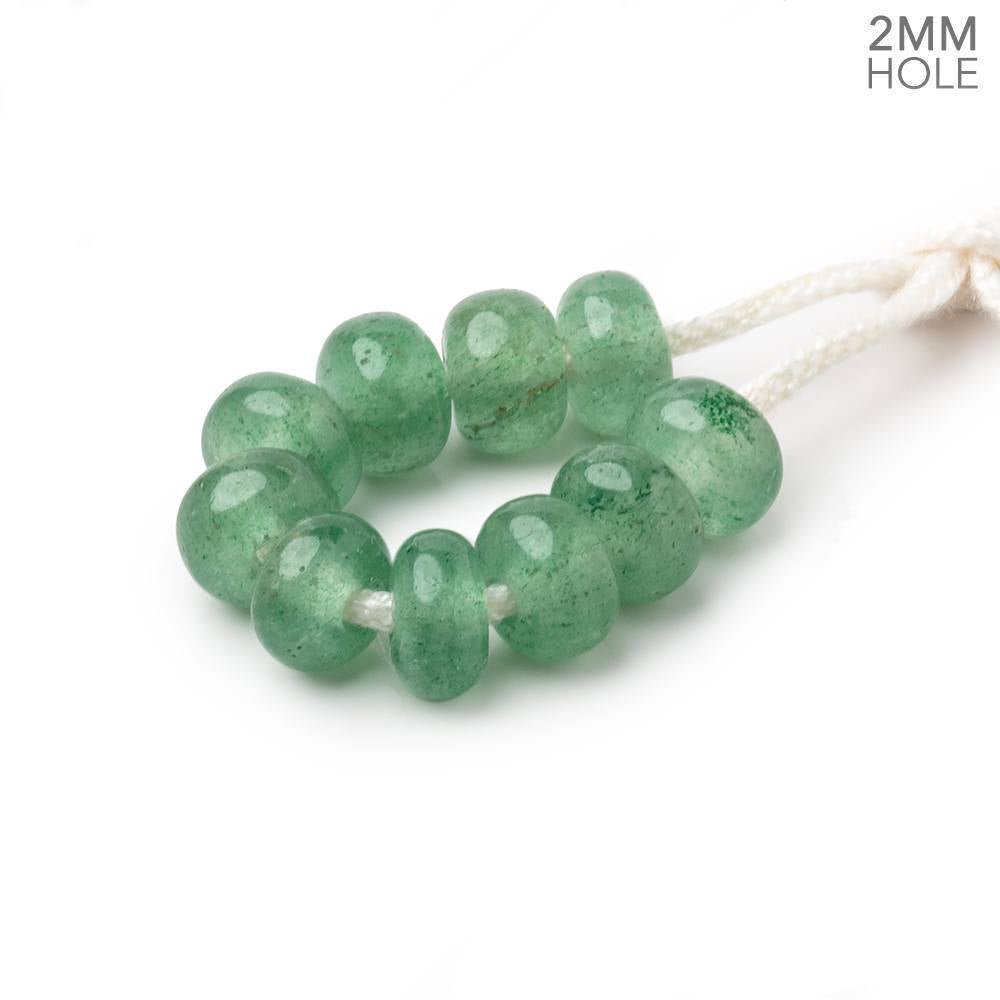 8mm Green Aventurine 2mm Large Hole Plain Rondelle Set of 10 - Beadsofcambay.com