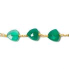 8mm Green Onyx triangle Gold plated Chain by the foot 22pcs - Beadsofcambay.com