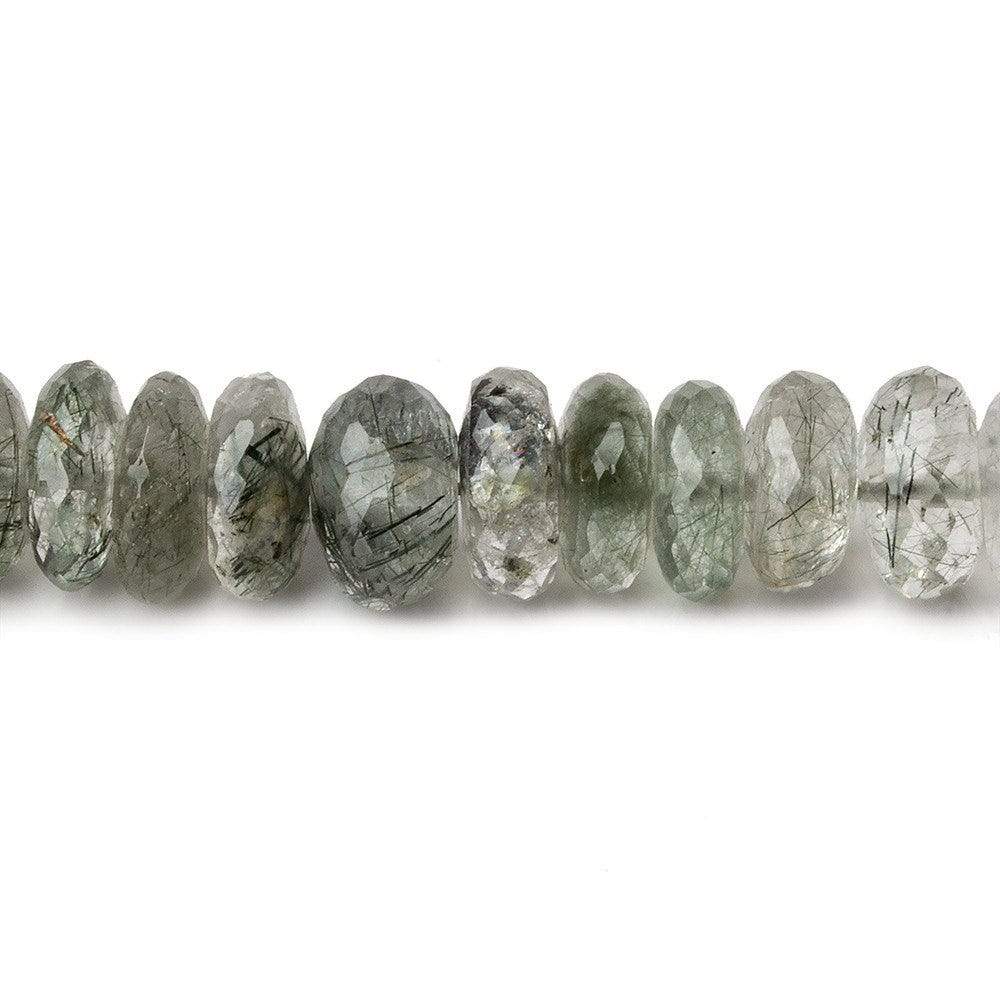 8mm Green Tourmalinated Quartz Faceted Rondelles 14 inch 92 beads - Beadsofcambay.com