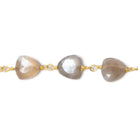 8mm Greige Moonstone triangle Gold plated Chain by the foot 22pcs - Beadsofcambay.com