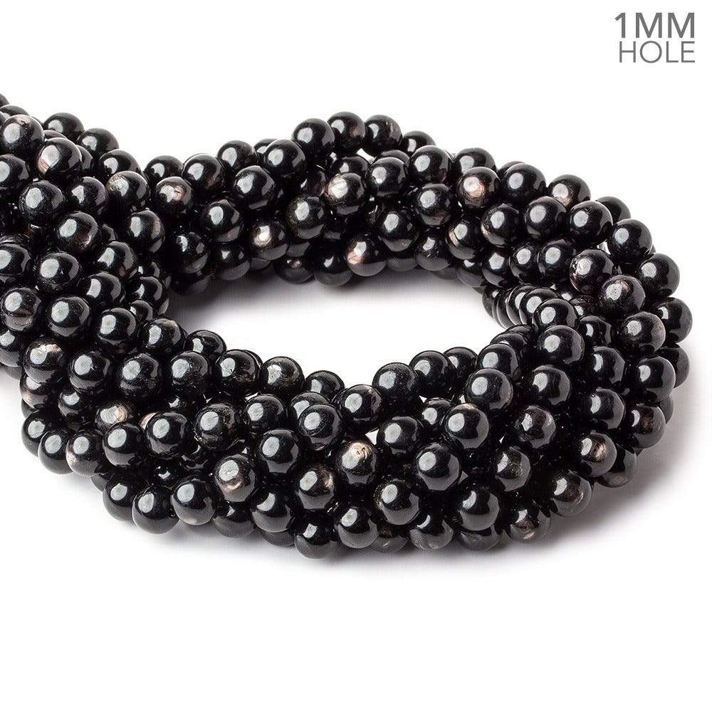 8mm Hypersthene plain round large hole beads 15.5 inch 52 beads A - Beadsofcambay.com