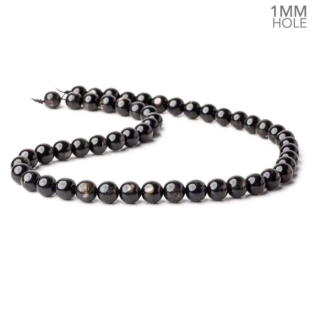 8mm Hypersthene plain round large hole beads 15.5 inch 52 beads A - Beadsofcambay.com