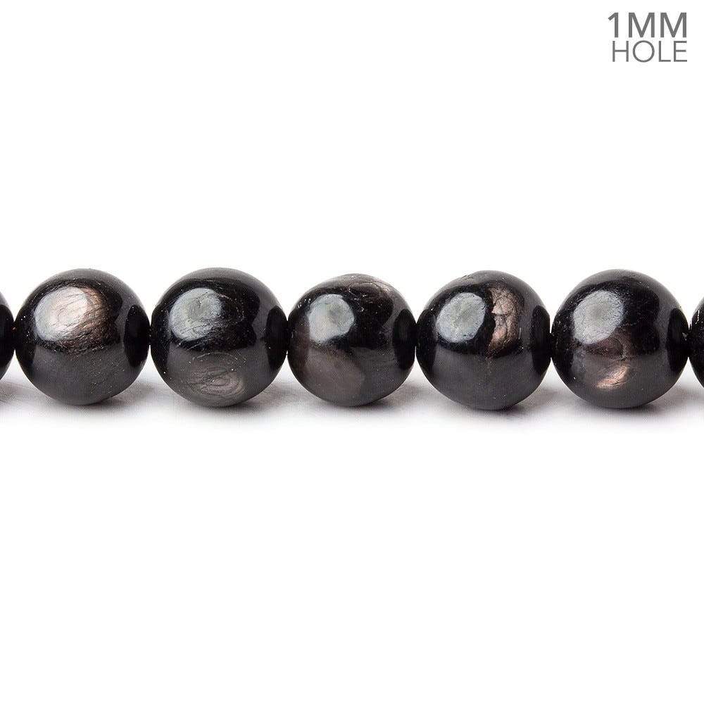 8mm Hypersthene plain round large hole beads 15.5 inch 52 beads A - Beadsofcambay.com