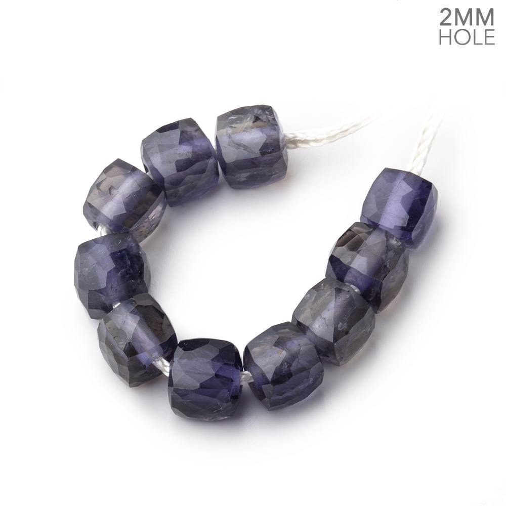 8mm Iolite 2mm Large Hole Faceted Cube Beads Set of 10 - Beadsofcambay.com