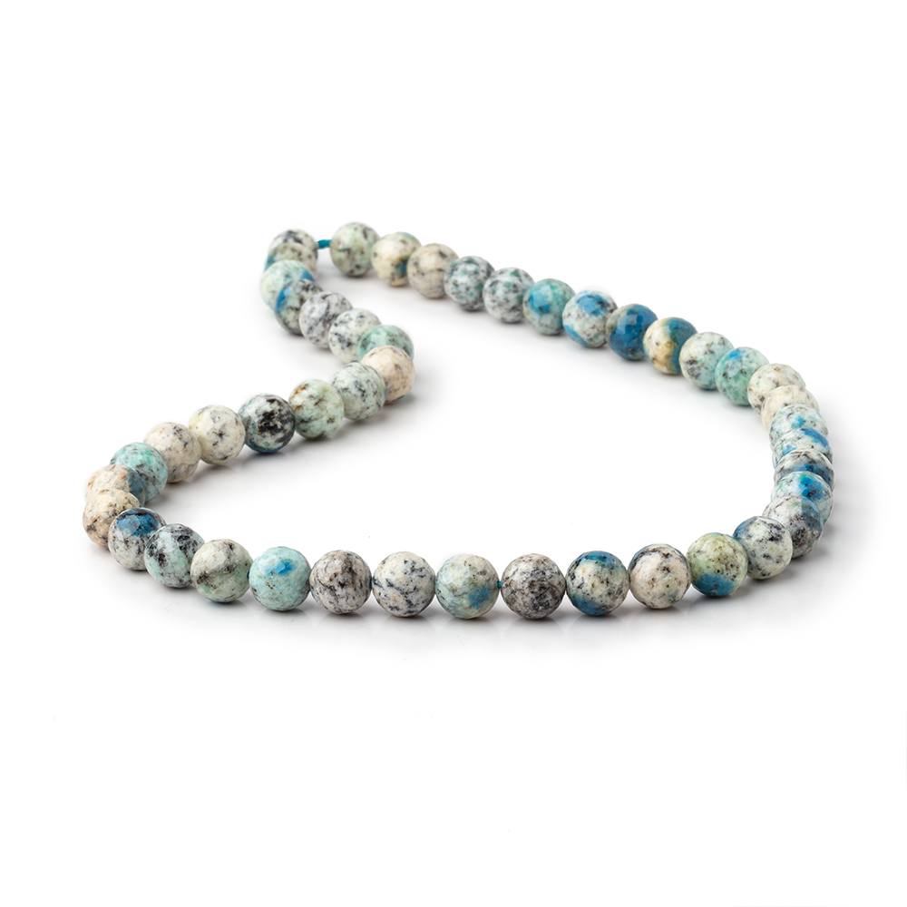 8mm K2 Azurite Granite "K2 Jasper" Faceted Rounds 14.5 inch 46 Beads - Beadsofcambay.com