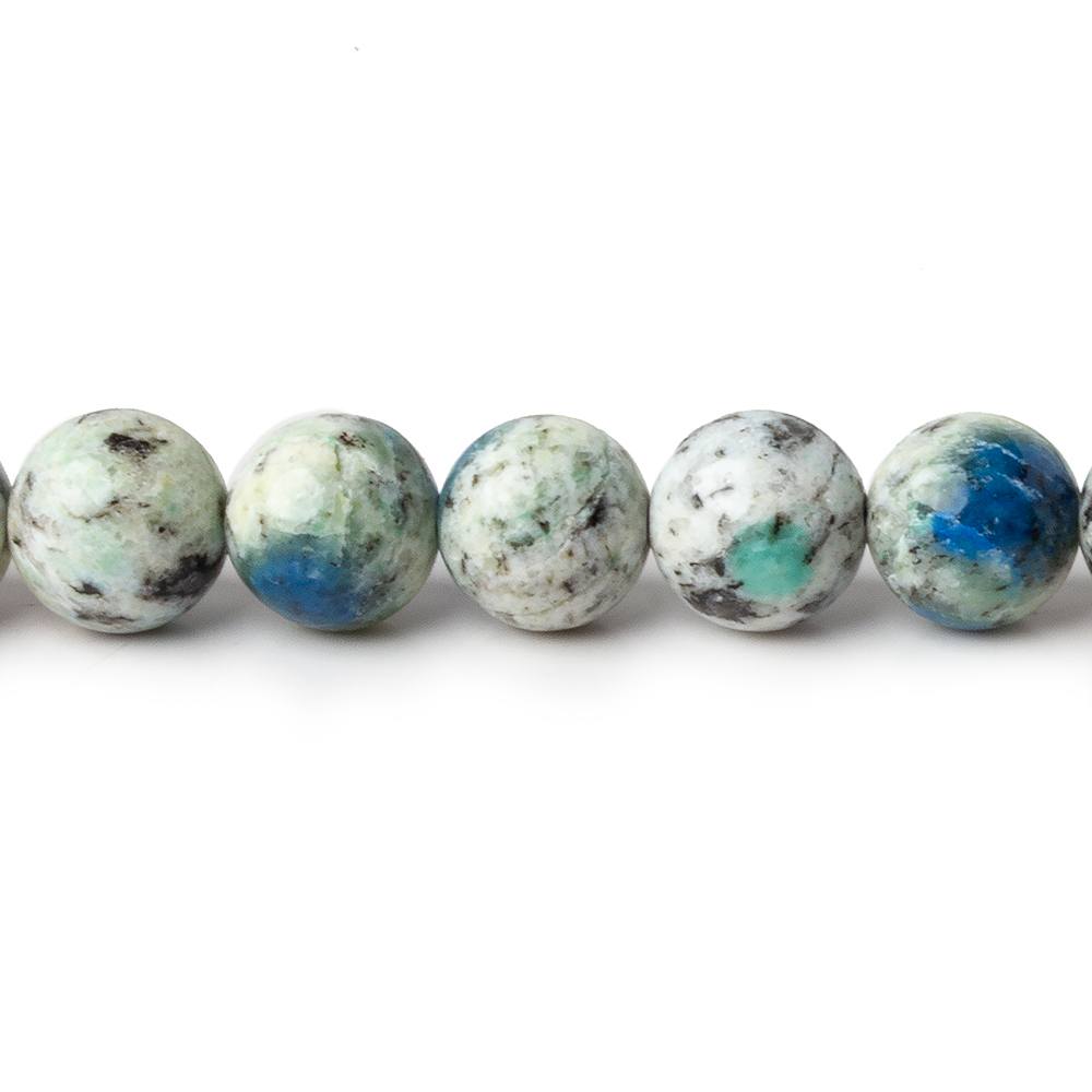 8mm K2 Azurite Granite "K2 Jasper" plain rounds 15 inch 47 beads - Beadsofcambay.com