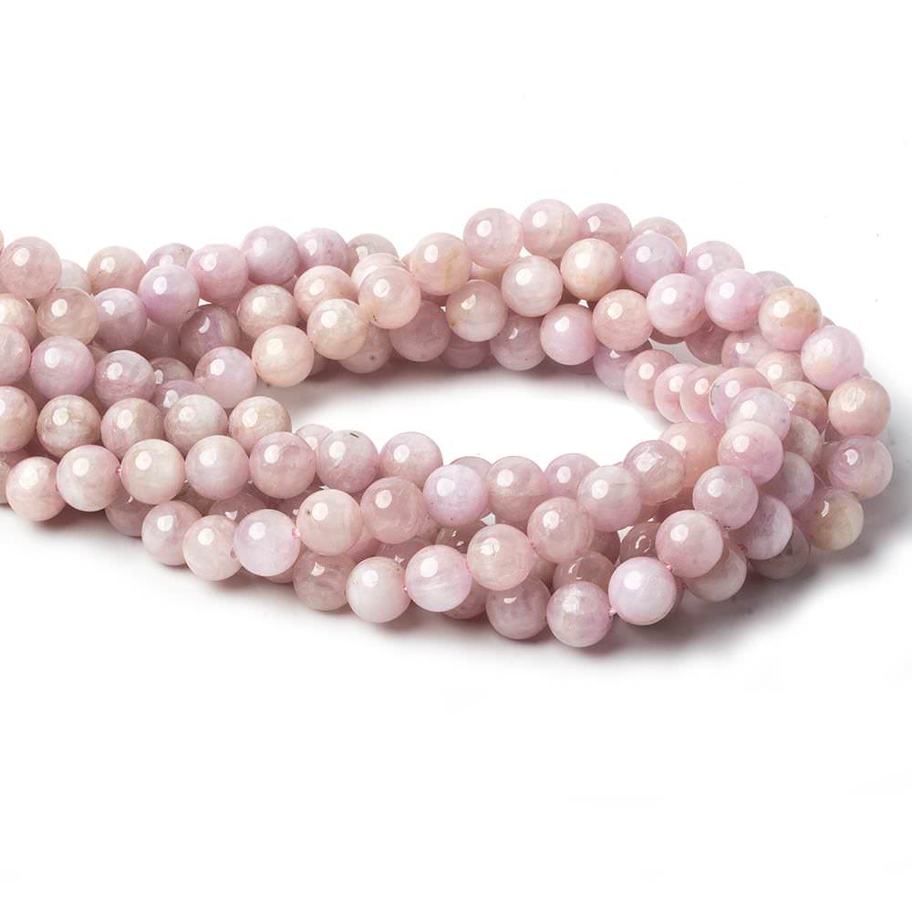 8mm Kunzite Plain Rounds 16 inch 51 beads AA - Beadsofcambay.com