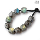 8mm Labradorite 2mm Large Hole Faceted Cube Beads Set of 10 - Beadsofcambay.com